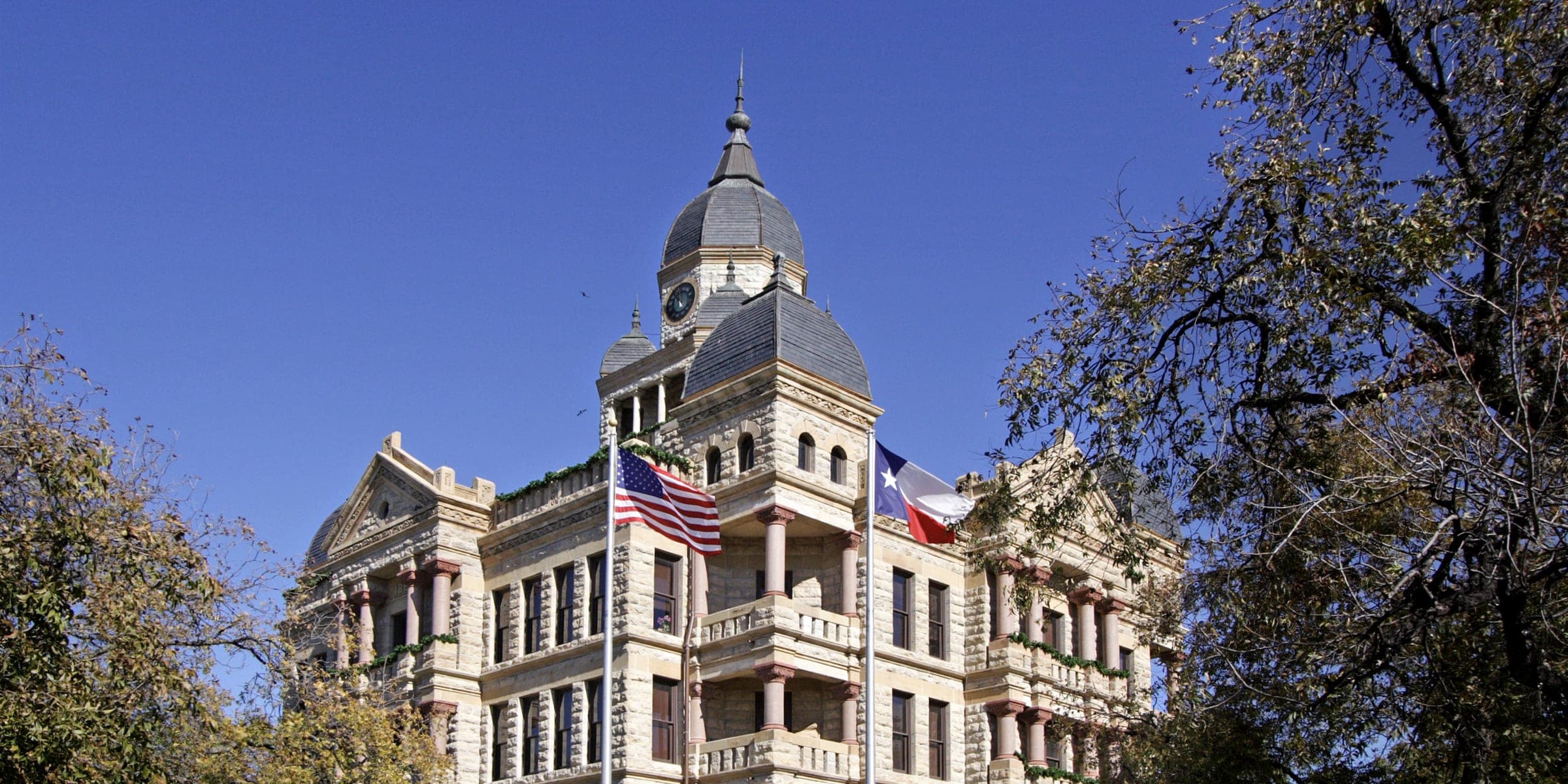 The historic Denton County Courthouse-on-the-Square in Denton, Texas.