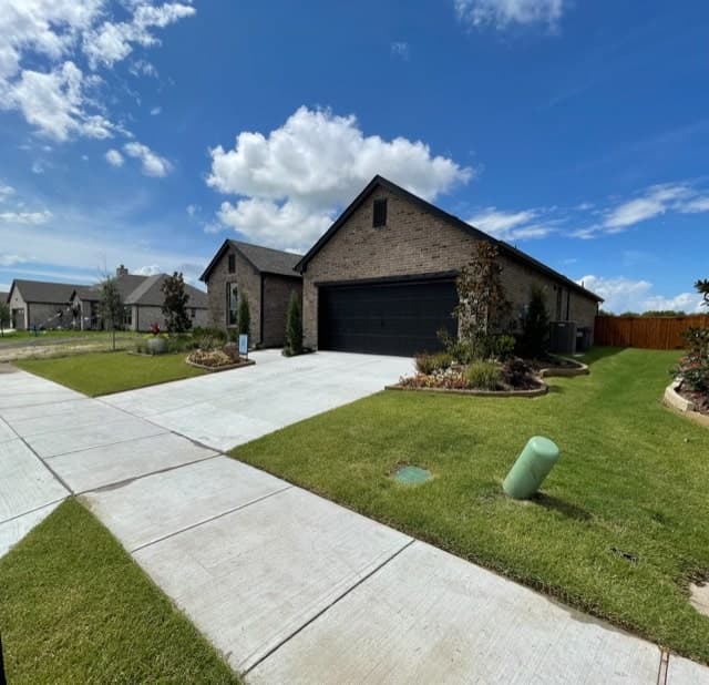 Finished home and lot documented during a residential title survey.