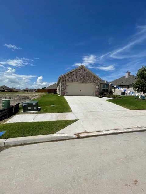 New construction home at completion, surveyed ahead of a builder closing.